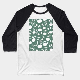 Cherries pattern - sage green Baseball T-Shirt